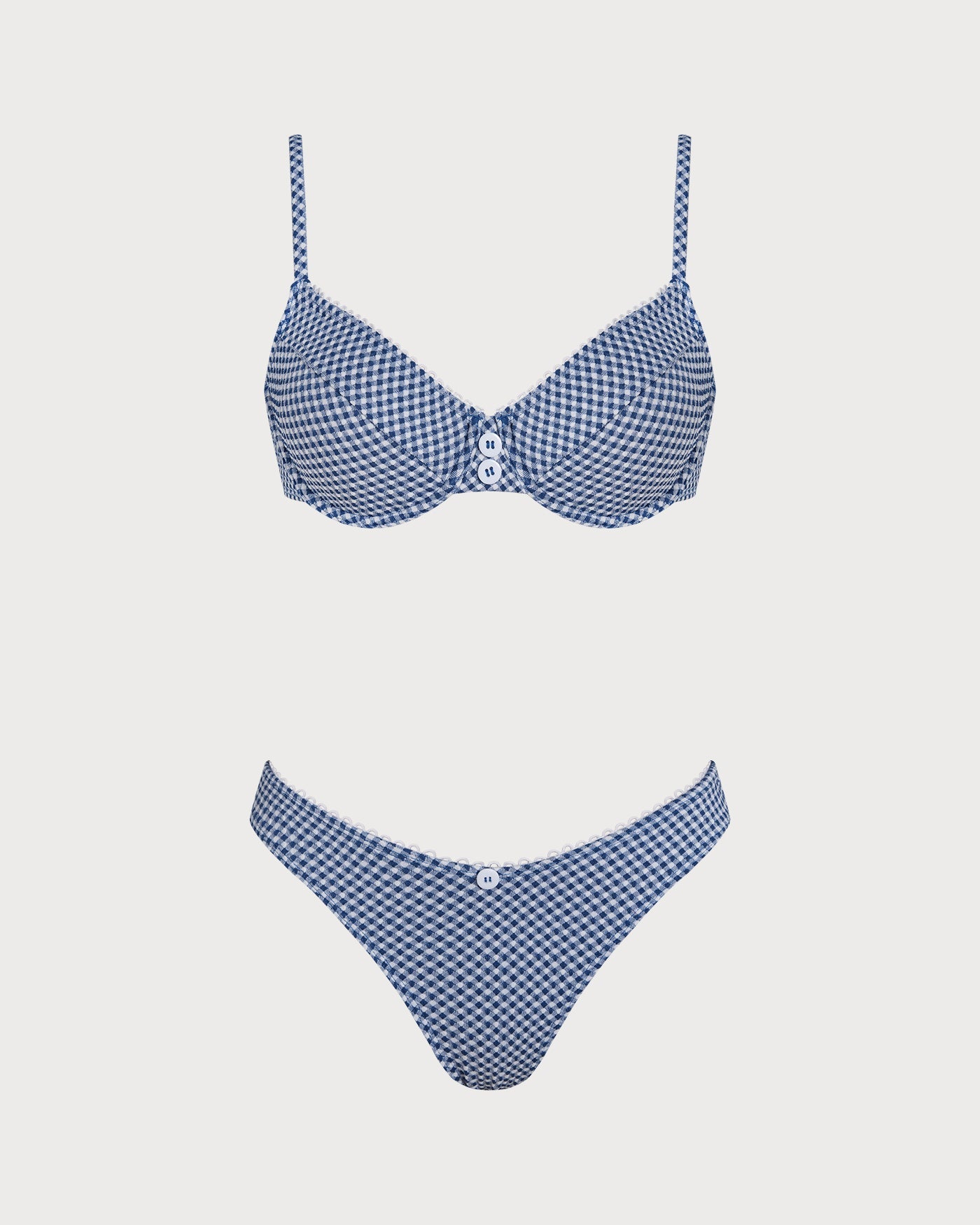 Mavi Ekose Balenli Bikini Takımı