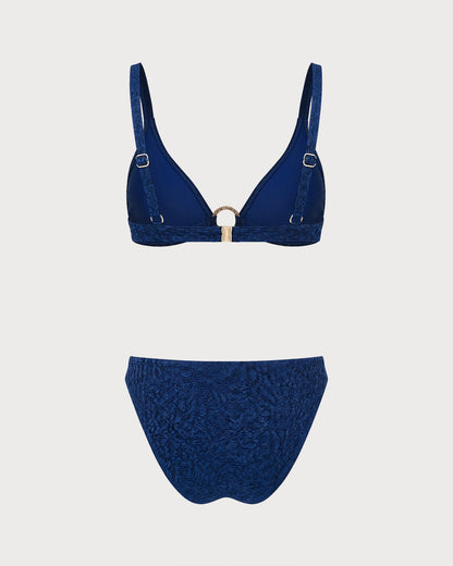 Mavi O Halka Detaylı Üçgen Bikini Takımı