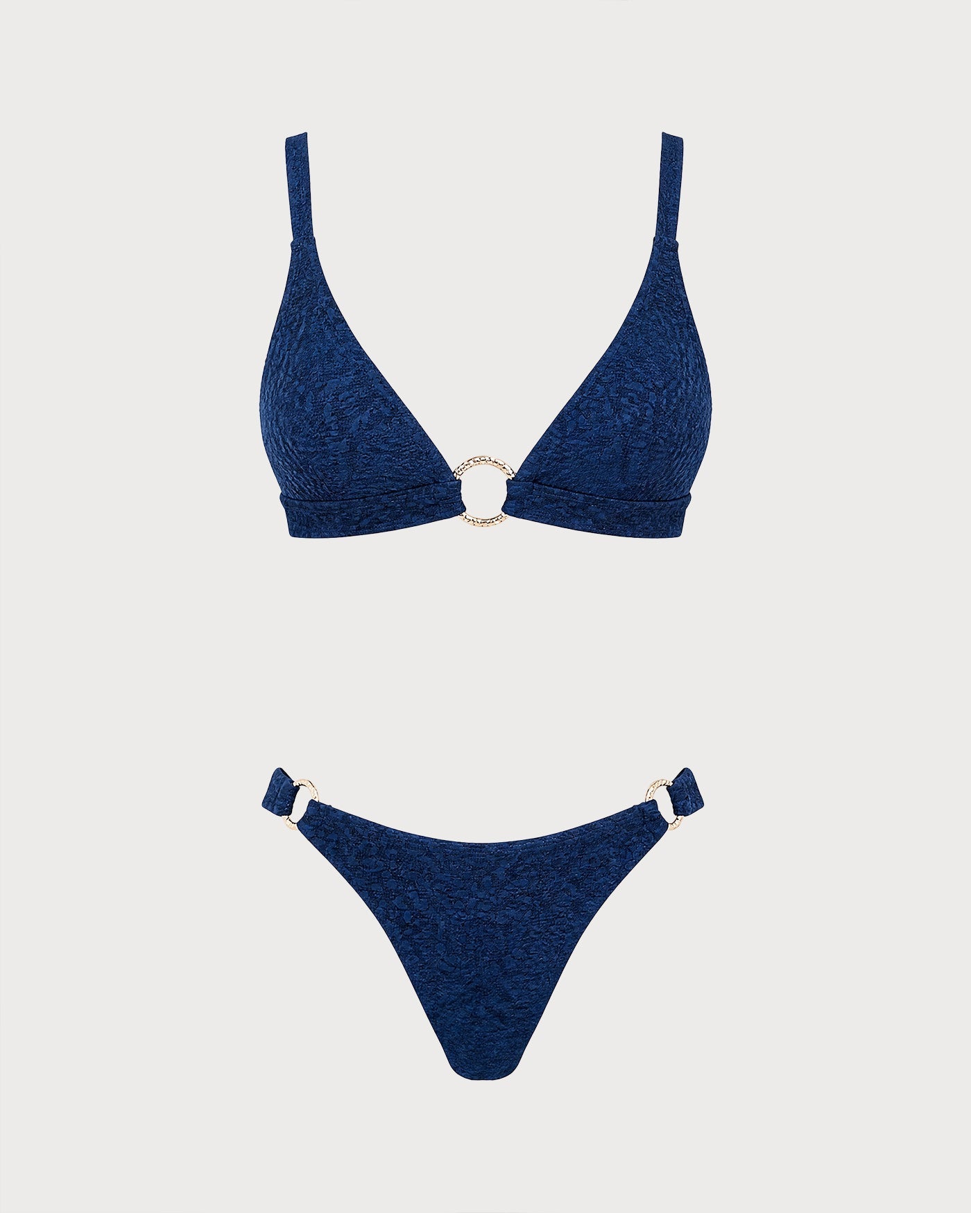 Mavi O Halka Detaylı Üçgen Bikini Takımı