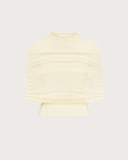 Kayısı Balıkçı Yaka Cowl Sleeve Büzgülü Tişört