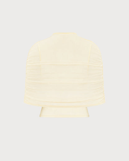 Kayısı Balıkçı Yaka Cowl Sleeve Büzgülü Tişört