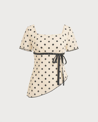 Kayısı Kare Yaka Puantiyeli Two-Piece Takım