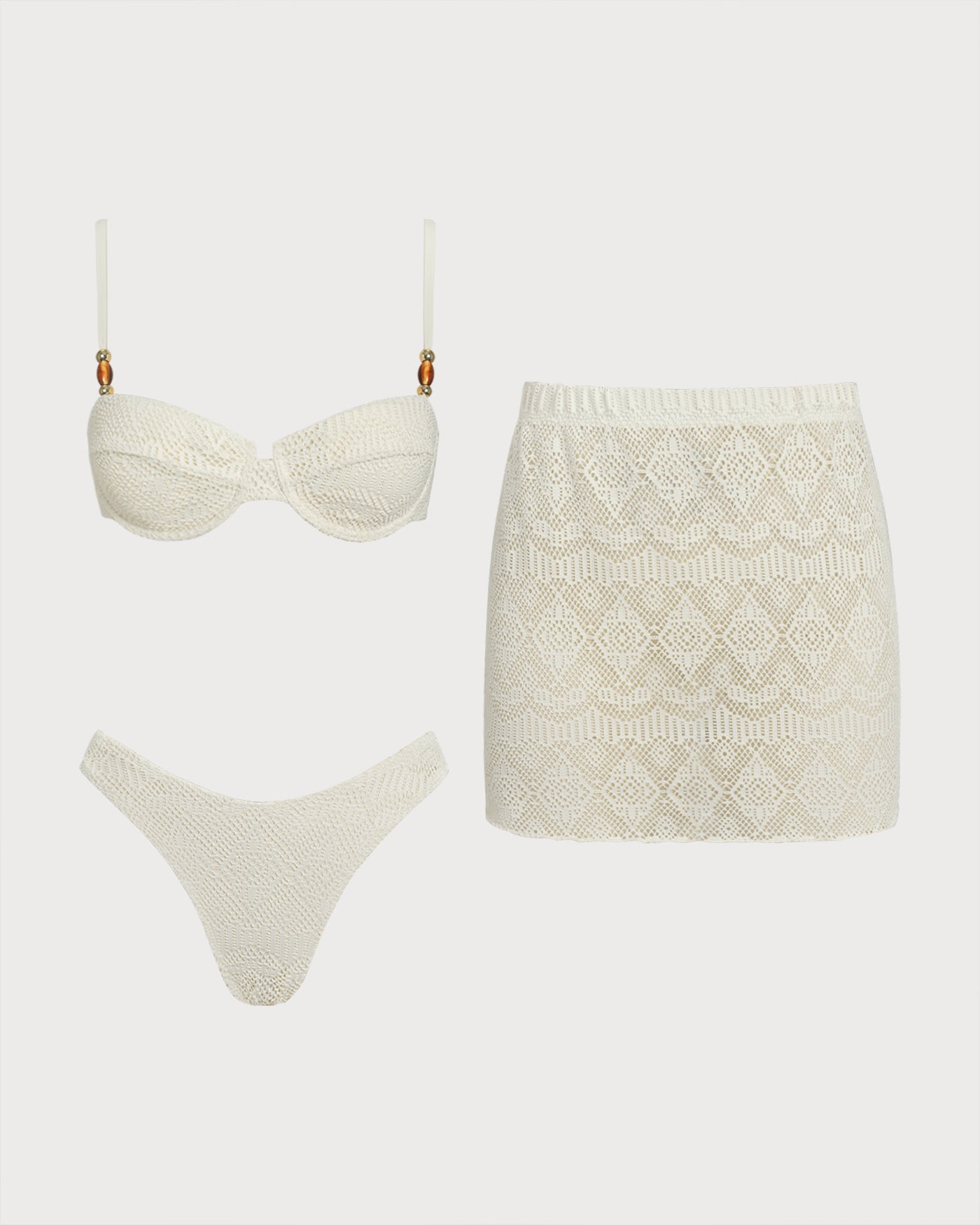 Beyaz Dokulu Balenli Three-Piece Takım