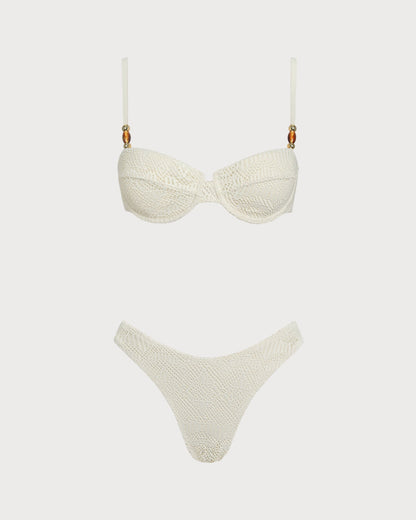 Beyaz Dokulu Balenli Three-Piece Takım