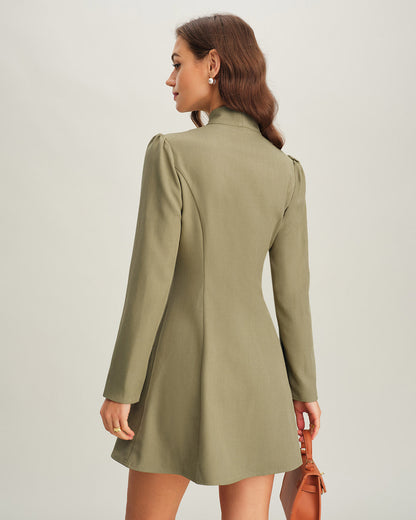 Yeşil Bağlamalı Neck Kesim Mini Elbise