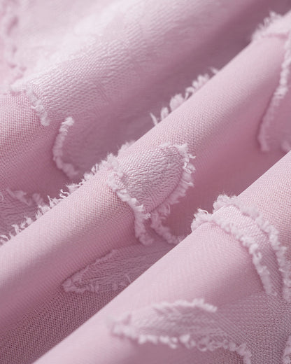 Pembe Jakarlı Askılı Kesim Mini Elbise
