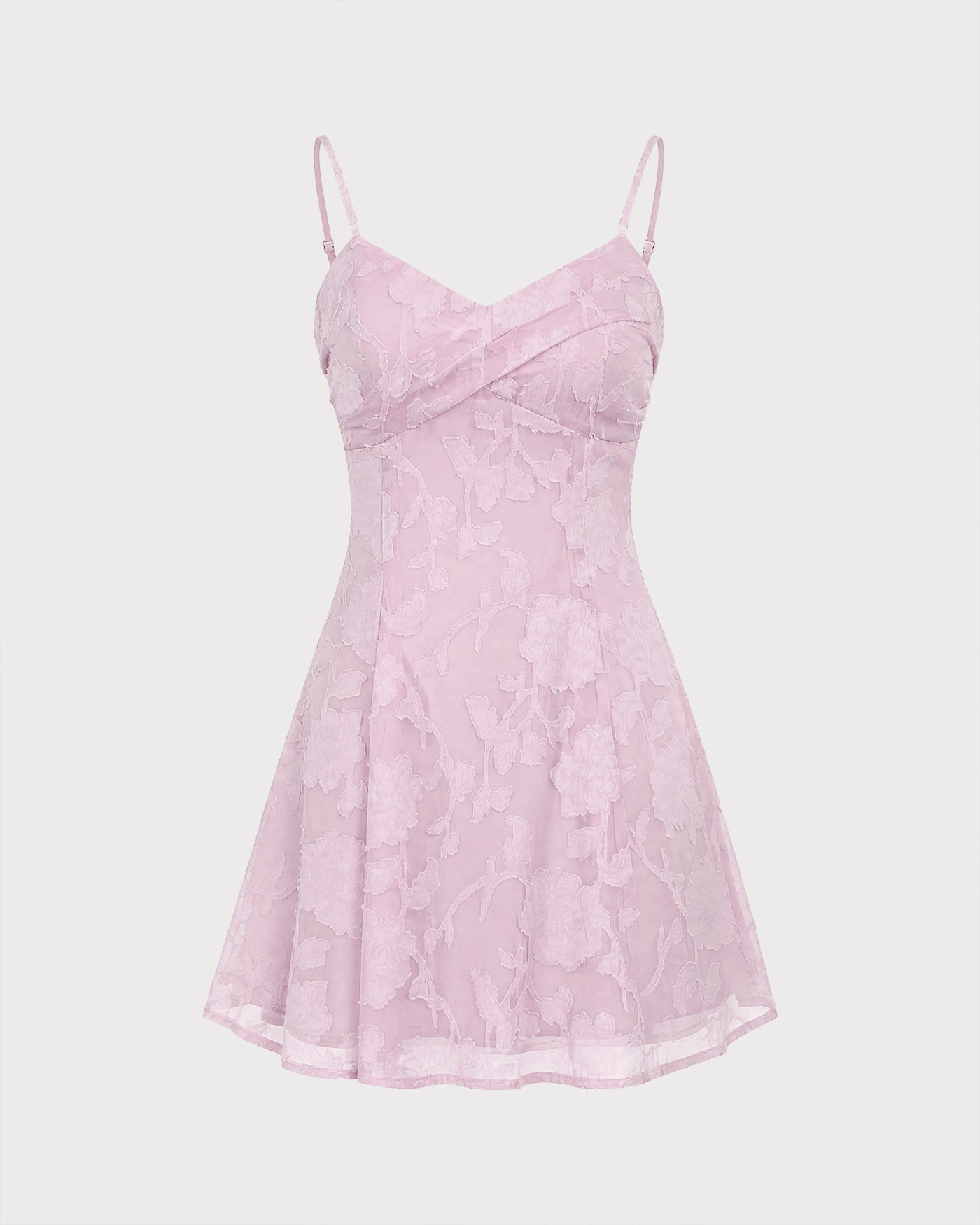 Pembe Jakarlı Askılı Kesim Mini Elbise