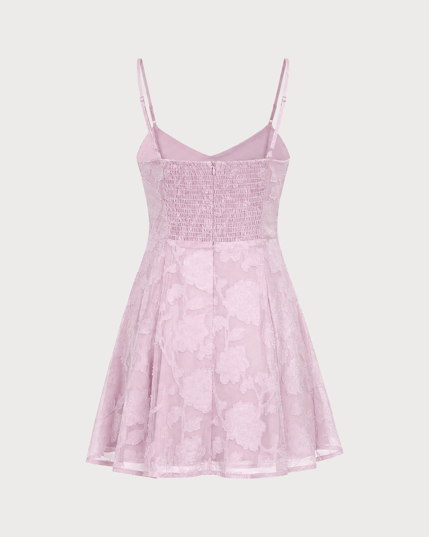 Pembe Jakarlı Askılı Kesim Mini Elbise