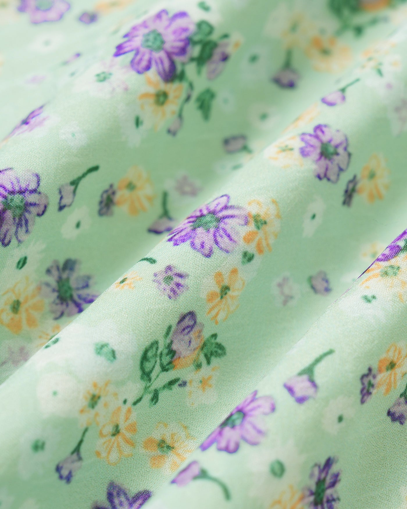 Yeşil Çiçek Desenli Bağlamalı Düz Kesim Etek