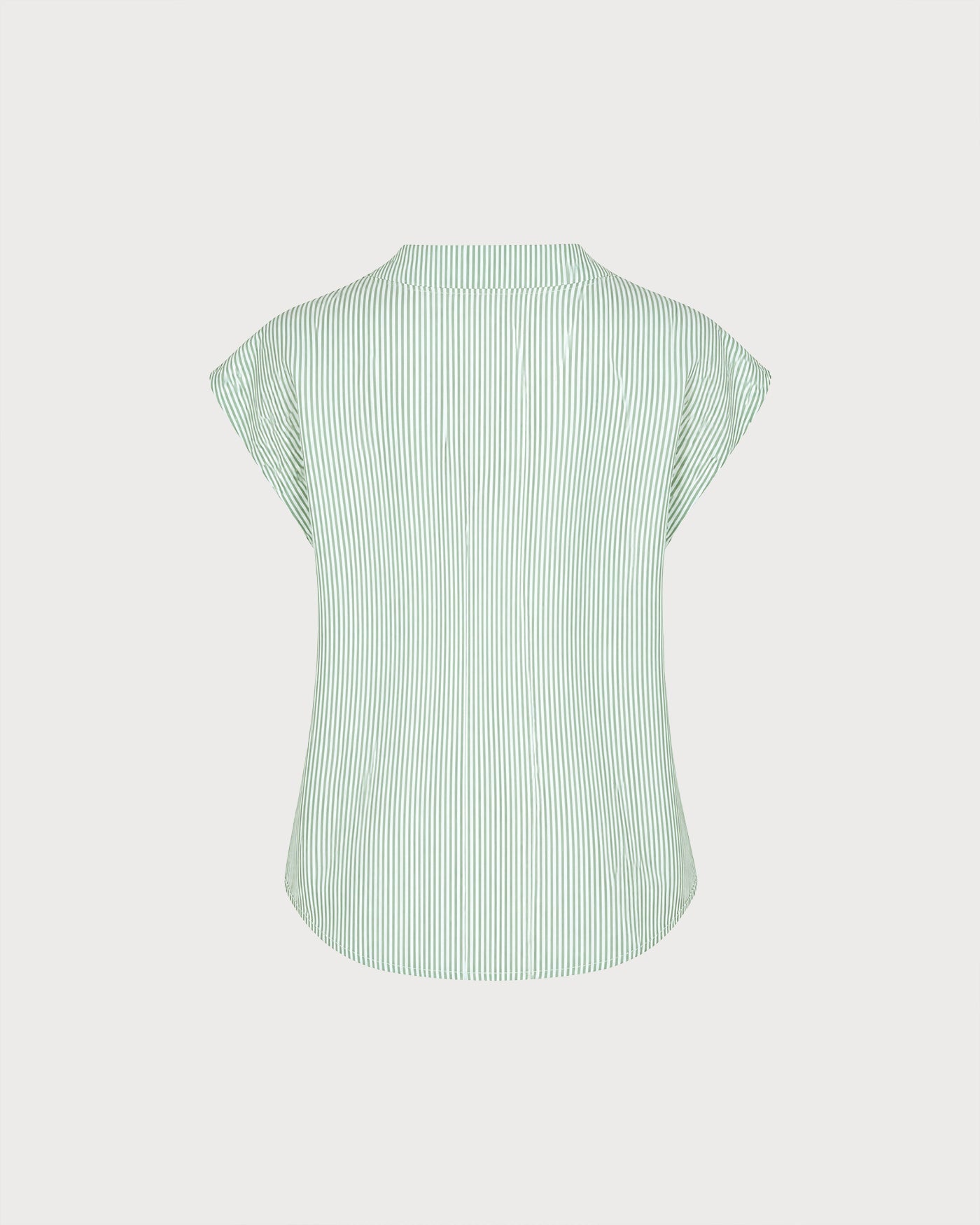 Yeşil V Yaka Düşük Shoulder Çizgili Tişört