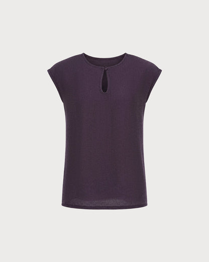Mor Bisiklet Yaka Düşük Shoulder Tişört