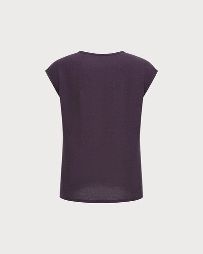 Mor Bisiklet Yaka Düşük Shoulder Tişört