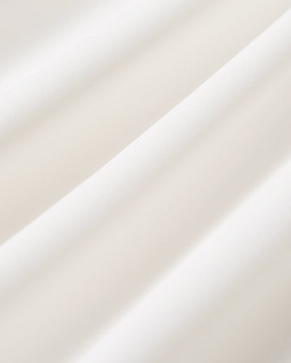 Beyaz Düz Renk Yakalı Düşük Shoulder Tişört